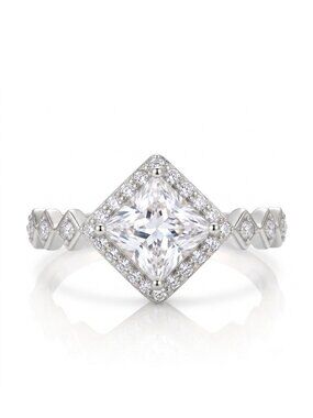 Vintage Princess Cut CZ Ring, 925 Sterling Silver